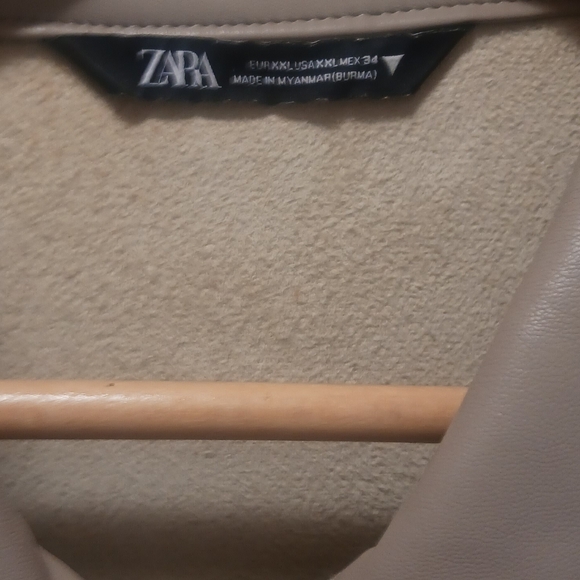 Zara Cream Vegan Leather Overshirt - Picture 4 of 4